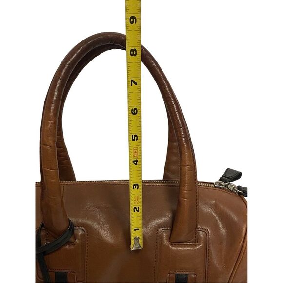 Halogen Brown Black Leather ‎ Tote Bag Handbag Purse Satchel - Picture 11 of 12